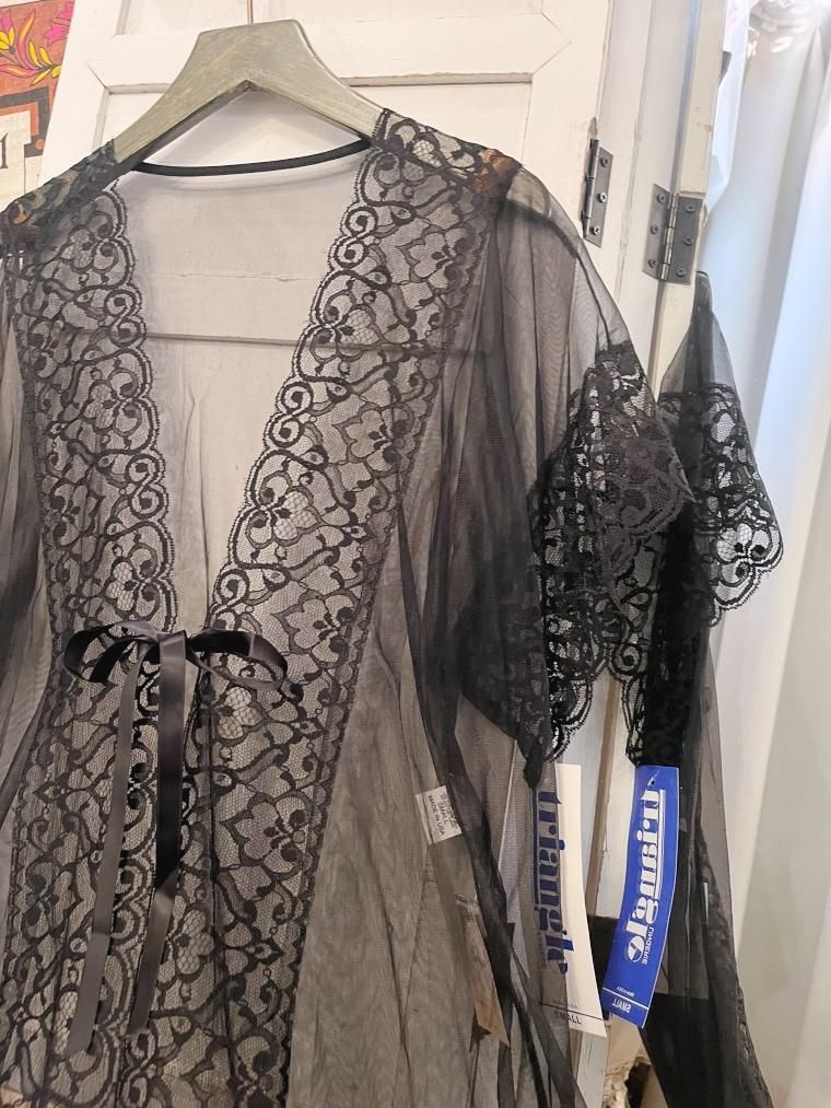Vintage Nightie レースシアーロングガウン ブラック