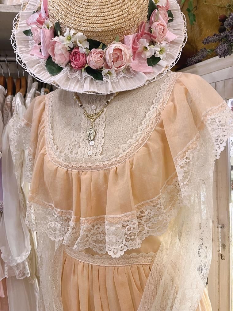 GUNNE SAX 70's ヴィクトリアンチュールスリーブワンピースドレス