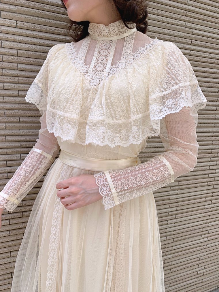 GUNNE SAX 70's オールチュールレースヴィクトリアンワンピースドレス Size9