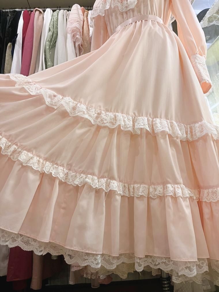 merletage vintage お花とリボンの舞うドレス　ピンク merletage vintage お花とリボンの舞うドレス