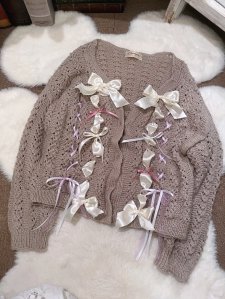 comyu remake ribbon knit cardigan