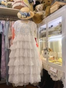 【10%off】Tsunny handmade 天使と花柄のティアードレースワンピース パステルブルー