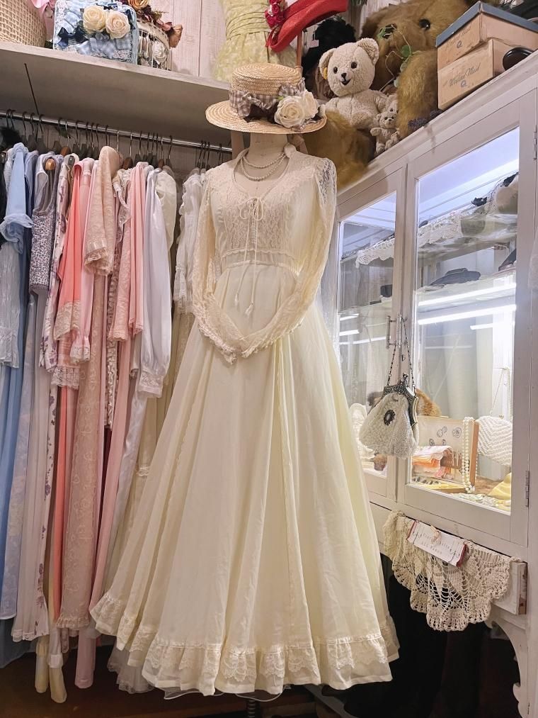 vintage GUNNE SAX 70's 졼꡼֥եåȥե쥢󥰥ɥ쥹