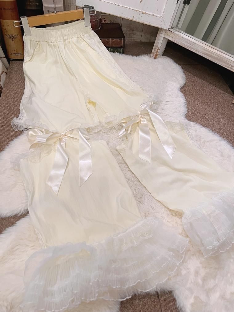 comyu remake silky romantic pants