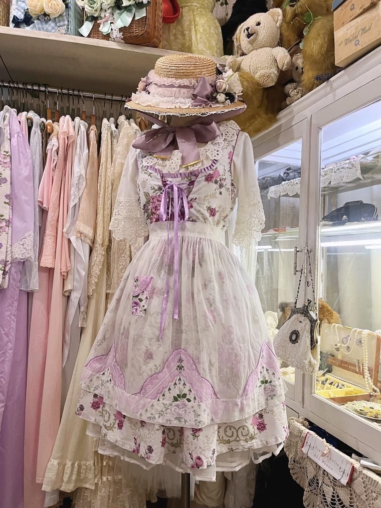 フローラルプリントフロントレースアップディアンドル