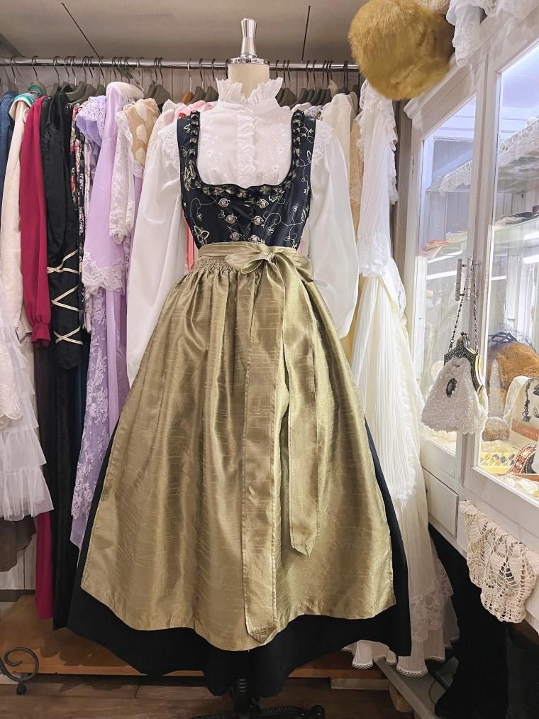 アンティーク ビンテージ 70s USA ミルキーホワイト レース ドレス 美品 ビンテージ~70's○Her Majestyレース付きスリップ白size 14○241027i