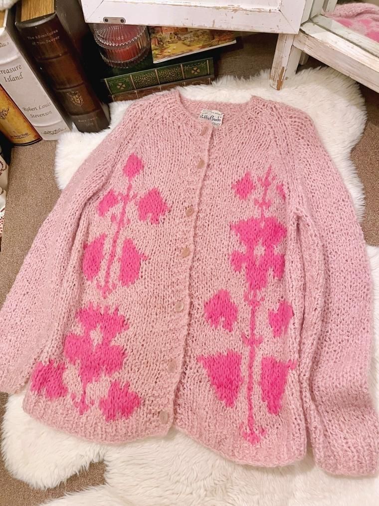 60s handmade knit cardigan