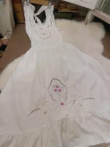 Vintage Embroidery Cotton White Apron