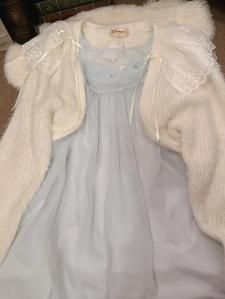 comyu remake shaggy white knit borero