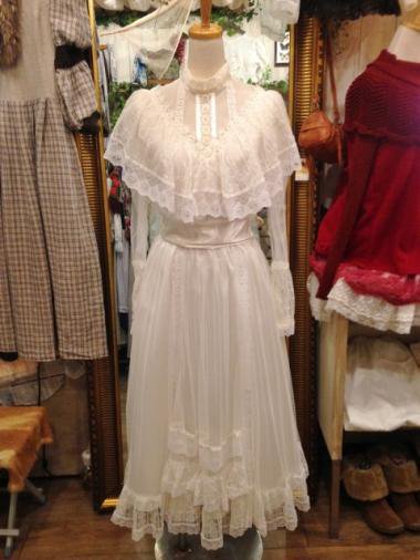 GUNNE SAX 70s チュールレースヴィクトリアンドレス ホワイト Size9