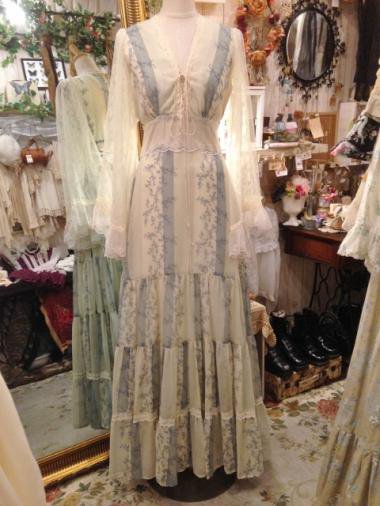 70s gunne sax でかタグ　 Victorian lace dress