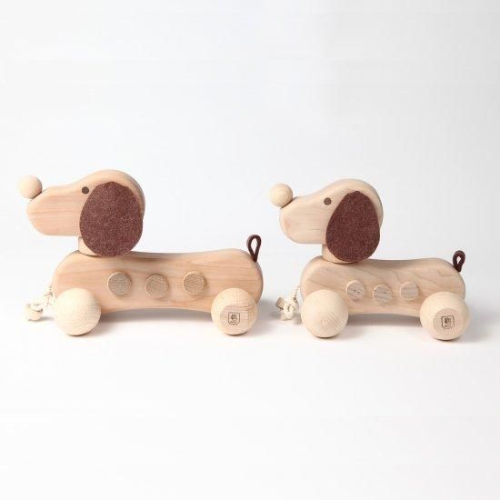 昭和レトロ戦前日本製犬の引き車手作り木製玩具