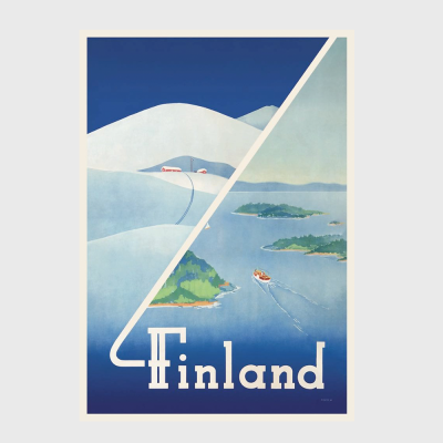 FINLAND: WINTER-SUMMER by ERKKI H&#214;LTT&#196; in 1948 ポスター（50×70cm）<img class='new_mark_img2' src='https://img.shop-pro.jp/img/new/icons11.gif' style='border:none;display:inline;margin:0px;padding:0px;width:auto;' />