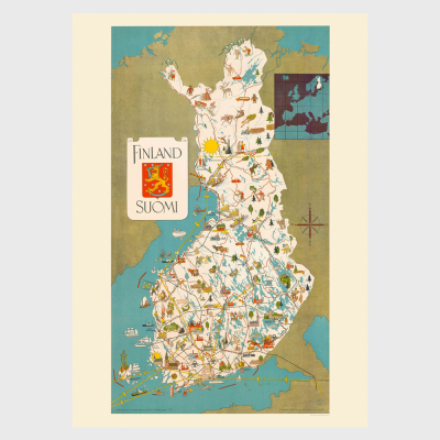 THE MAP by AARNE NOPSANEN in 1949 ポスター（50×70cm）