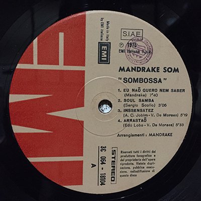 Mandrake Som - Sombossa 1975年 イタリアオリジナル盤 - 洋楽