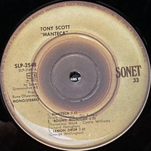 Tony Scott / Manteca - CURIOUS RECORDS