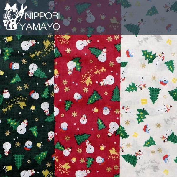 スケアプリントHSK646【クリスマス 雪だるま柄】 生地巾：110cm - 生地