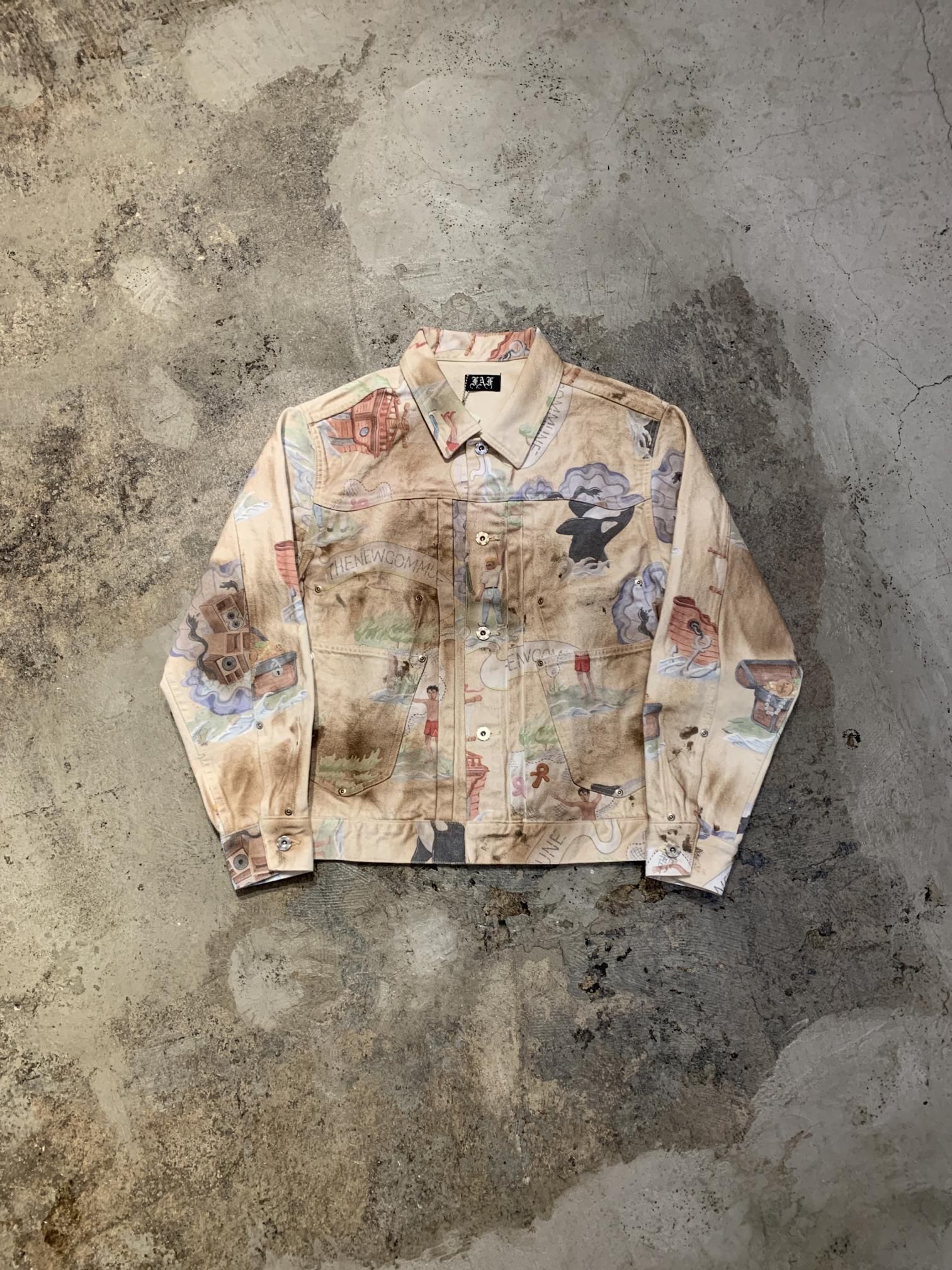 FAF -FAKE AS FLOWERS- / TYPE-2.5 DIRT DENIM JACKET(PRINT) -ISLAND