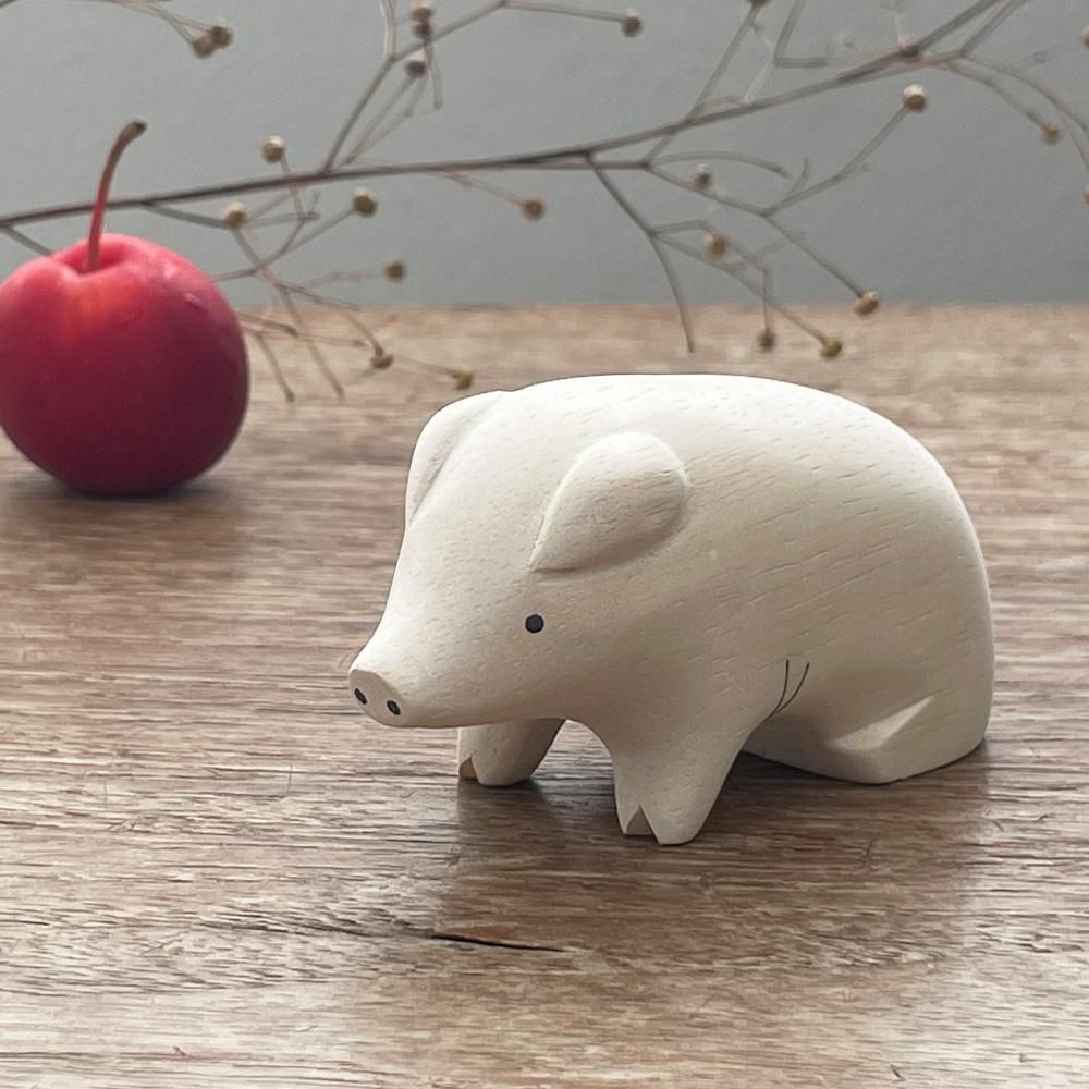 木彫り　ブタちゃん ようじが出る木彫りのブタ〈横〉 その他置物 ケージー工房 通販