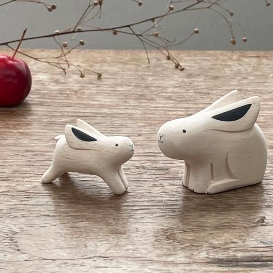 黄楊彫り　親子うさぎ 黄楊彫り 親子うさぎ 黄楊彫り 親子うさぎ Z