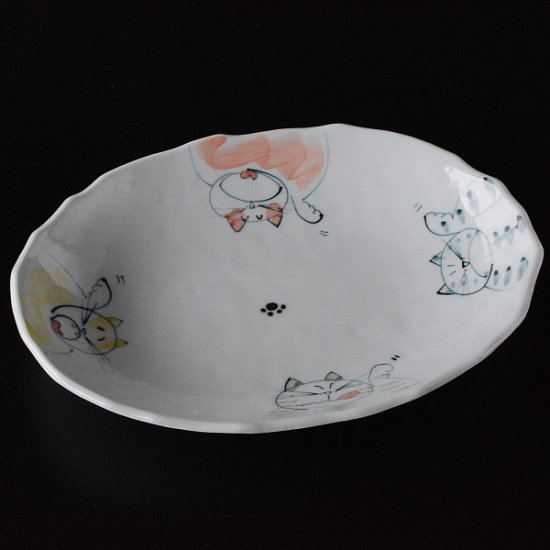 盛皿 オーバル 手描き猫 - touki-studio
