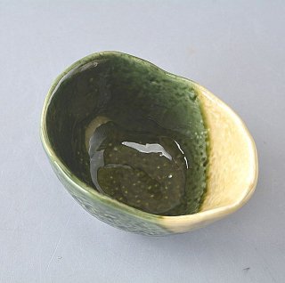 小鉢 二色塗り分け 黄と織部 - touki-studio