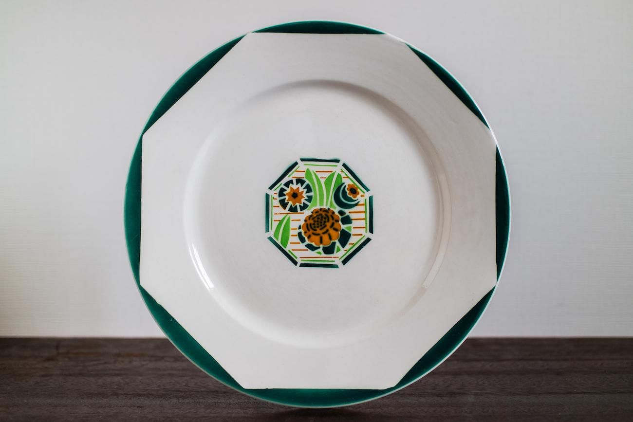 逸品　金彩装飾　ケーキ皿　飾り皿　アールデコ　Cauldon　英国 1905年製 逸品 金彩装飾 ケーキ皿 飾り皿 アールデコ Cauldon 英国 1905年