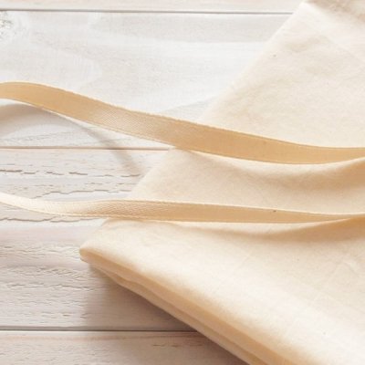 手芸パーツ　日本製オーガニックコットン100％　サテンリボン生成り（無染色無漂白）　巾10mm