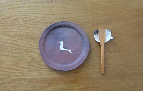 作家　高橋由紀子　プレート　新品 高橋由紀子 トリ茶 プレート 5寸 - Farbe