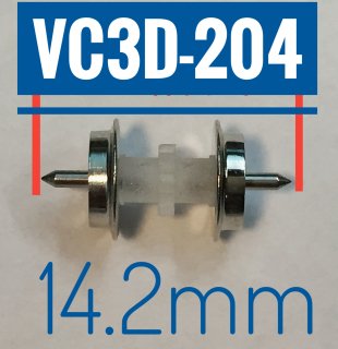 [VC3D-204]3Dプリントギヤスリーブ装着KATO銀色車輪Njゲージ完成品(4軸入)全軸長14.2mm ゴムタイヤなし