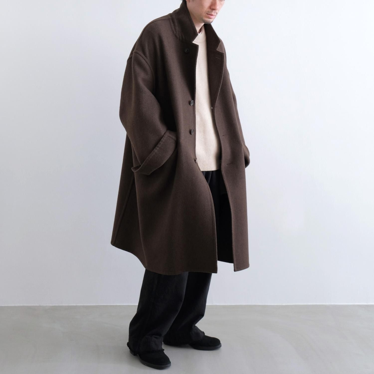 YAK MELTON OVER COAT [BROWN]