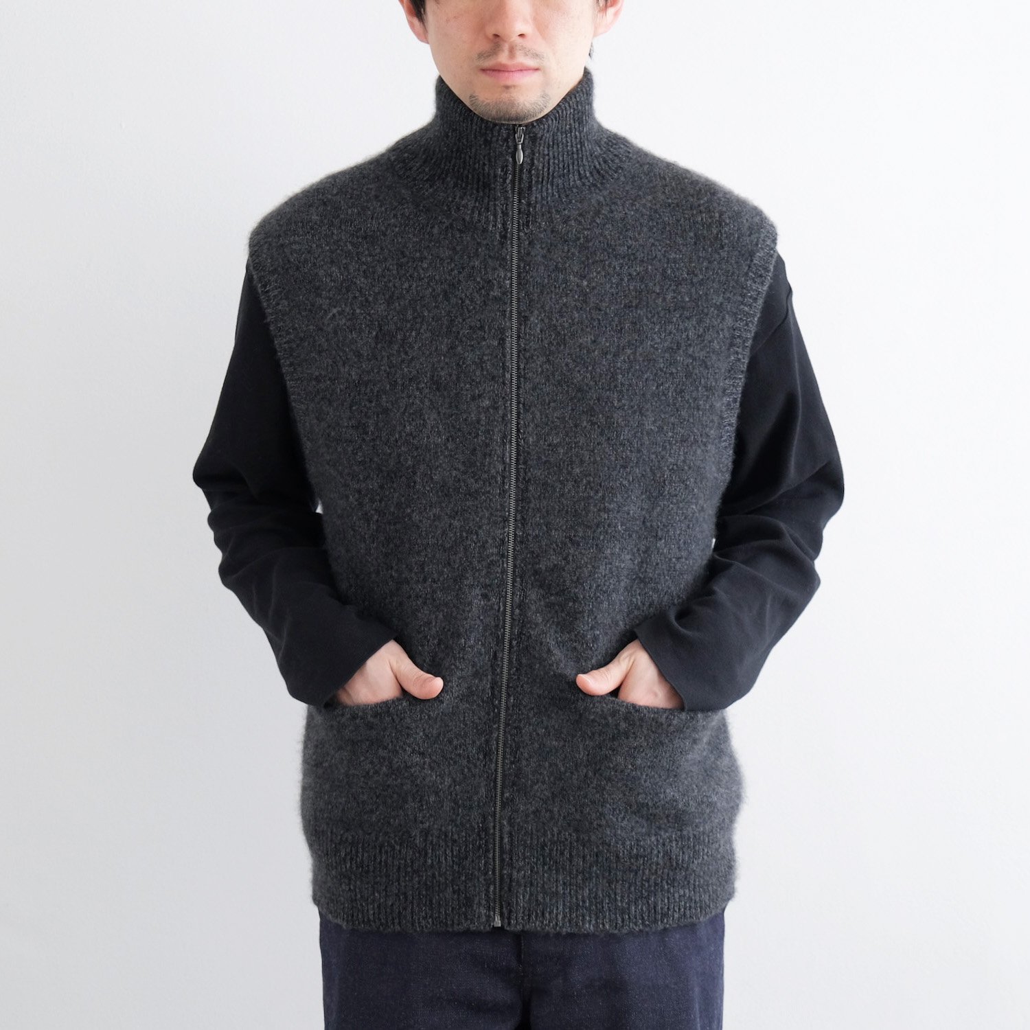 税込) maateesons CASHMERE 強縮絨 ZIP UP VEST tdh-latinoamerica.de