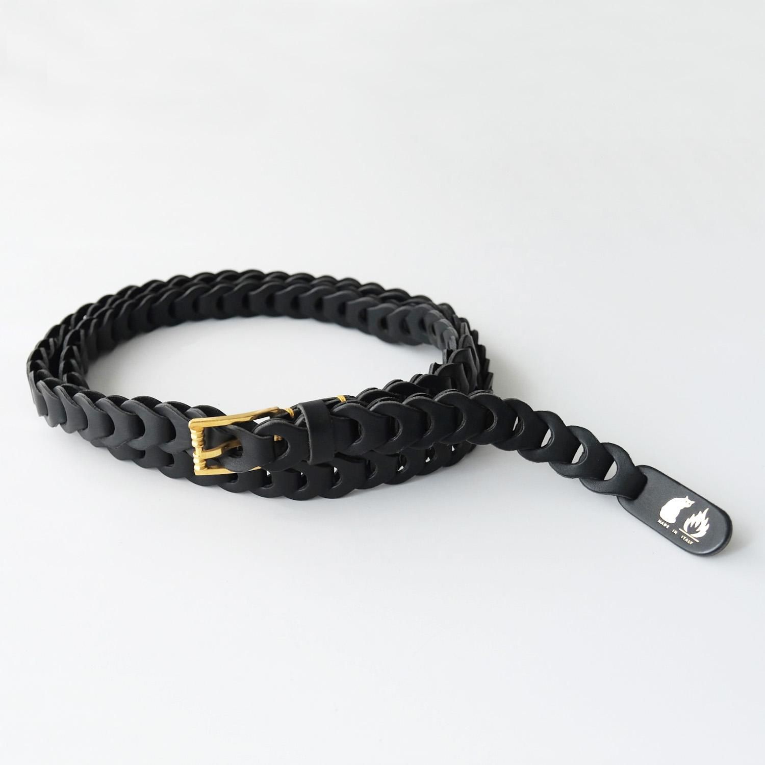 FULL HAND MADE BELT with vintage buckle [BLACK LEATHER]