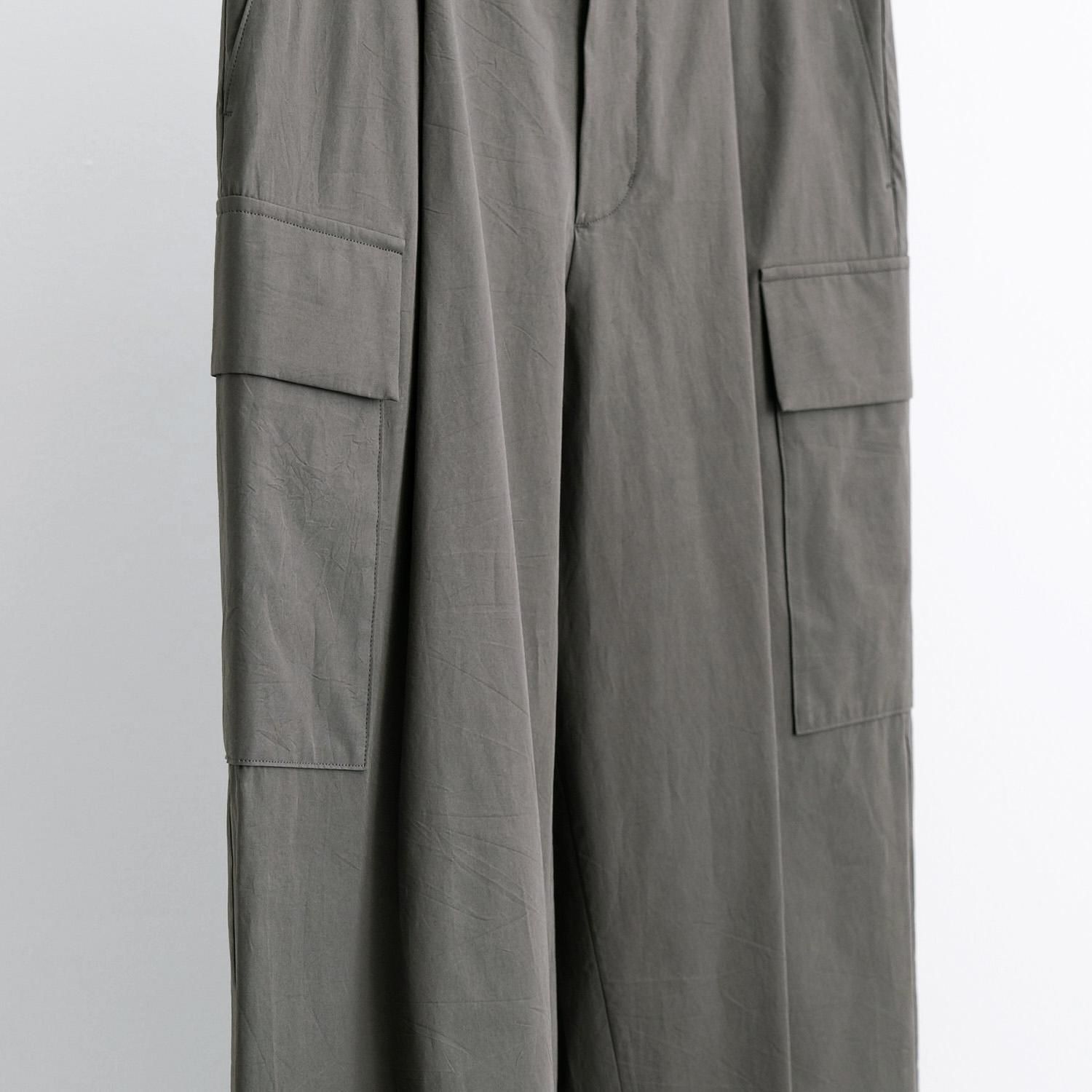 KYOTO TSURIZOME COTTON WIDE EASY CARGO PANTS [OLIVE] - WUNDER 大阪 