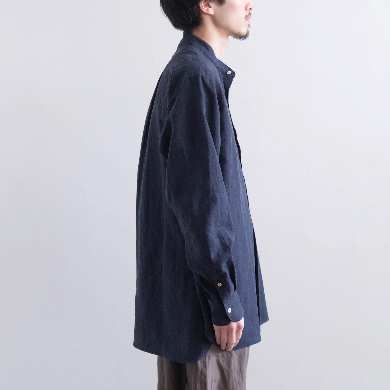 極上リネン厚 PULLOVER SHIRTS [NAVY] - WUNDER 大阪 セレクトショップ