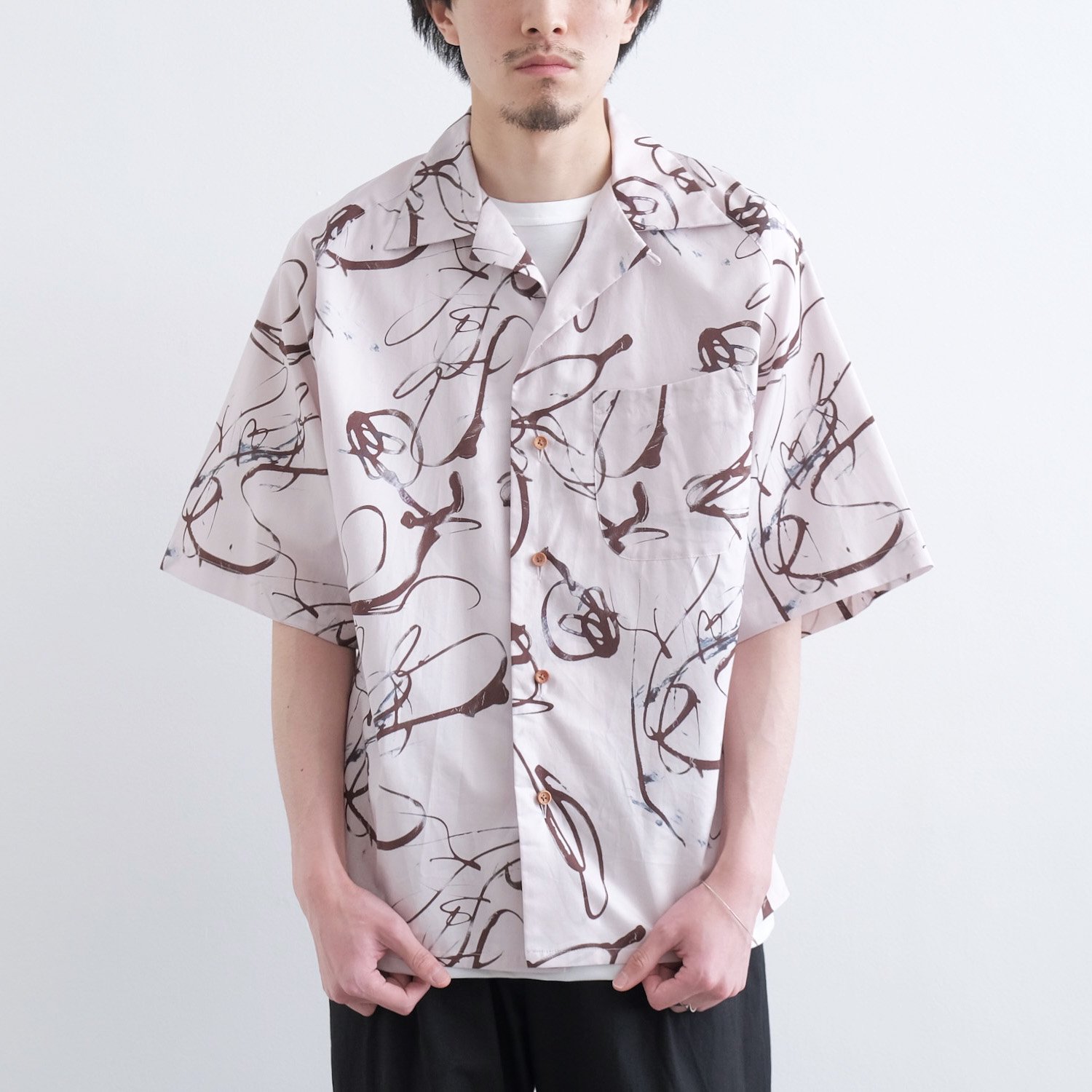 COTTON RAGLAN SLEEVE ALOHA SHIRT [WHITE PAINTER / DEADSTOCK