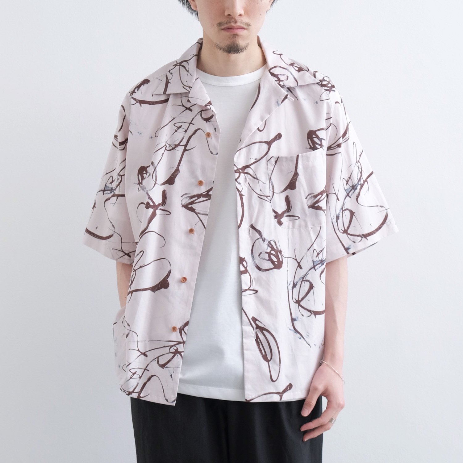 COTTON RAGLAN SLEEVE ALOHA SHIRT [WHITE PAINTER / DEADSTOCK