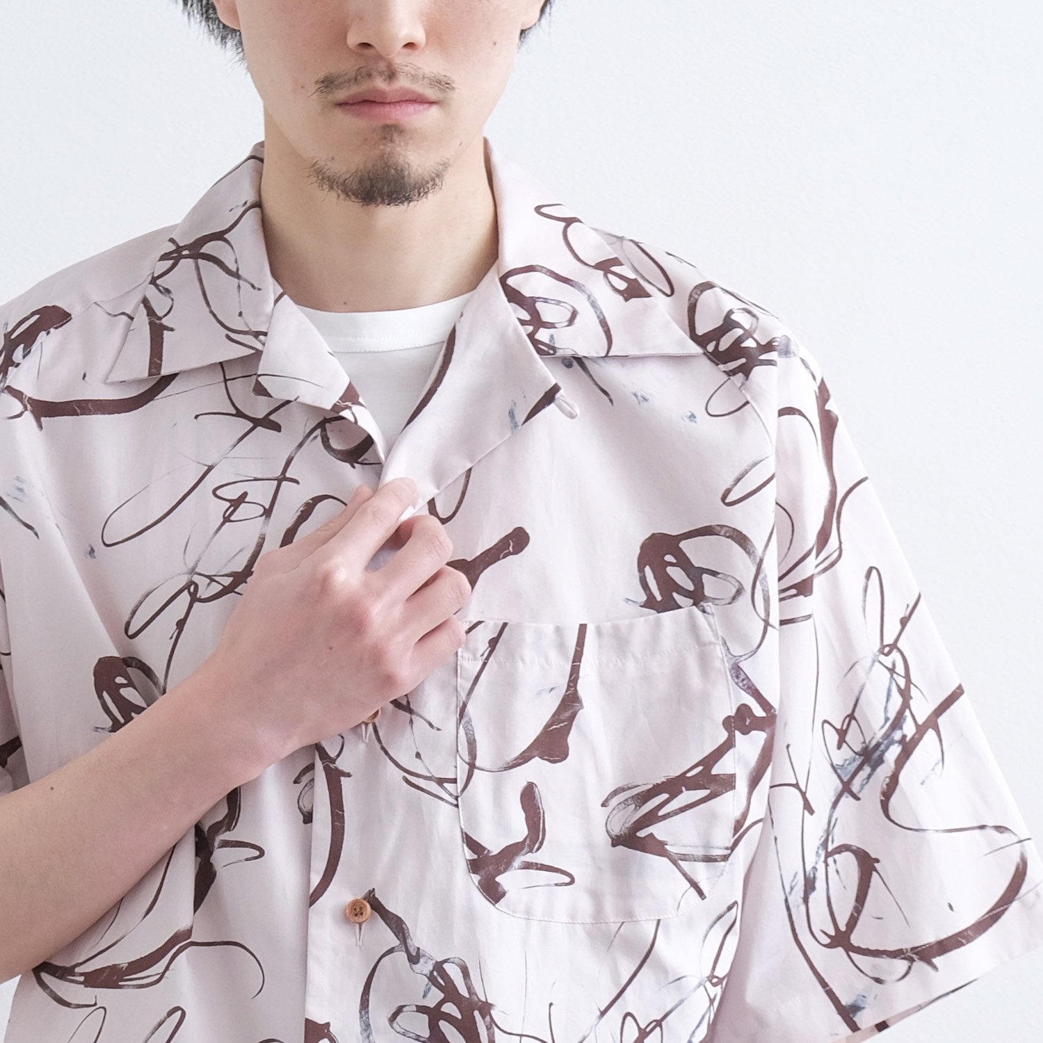 COTTON RAGLAN SLEEVE ALOHA SHIRT [WHITE PAINTER / DEADSTOCK