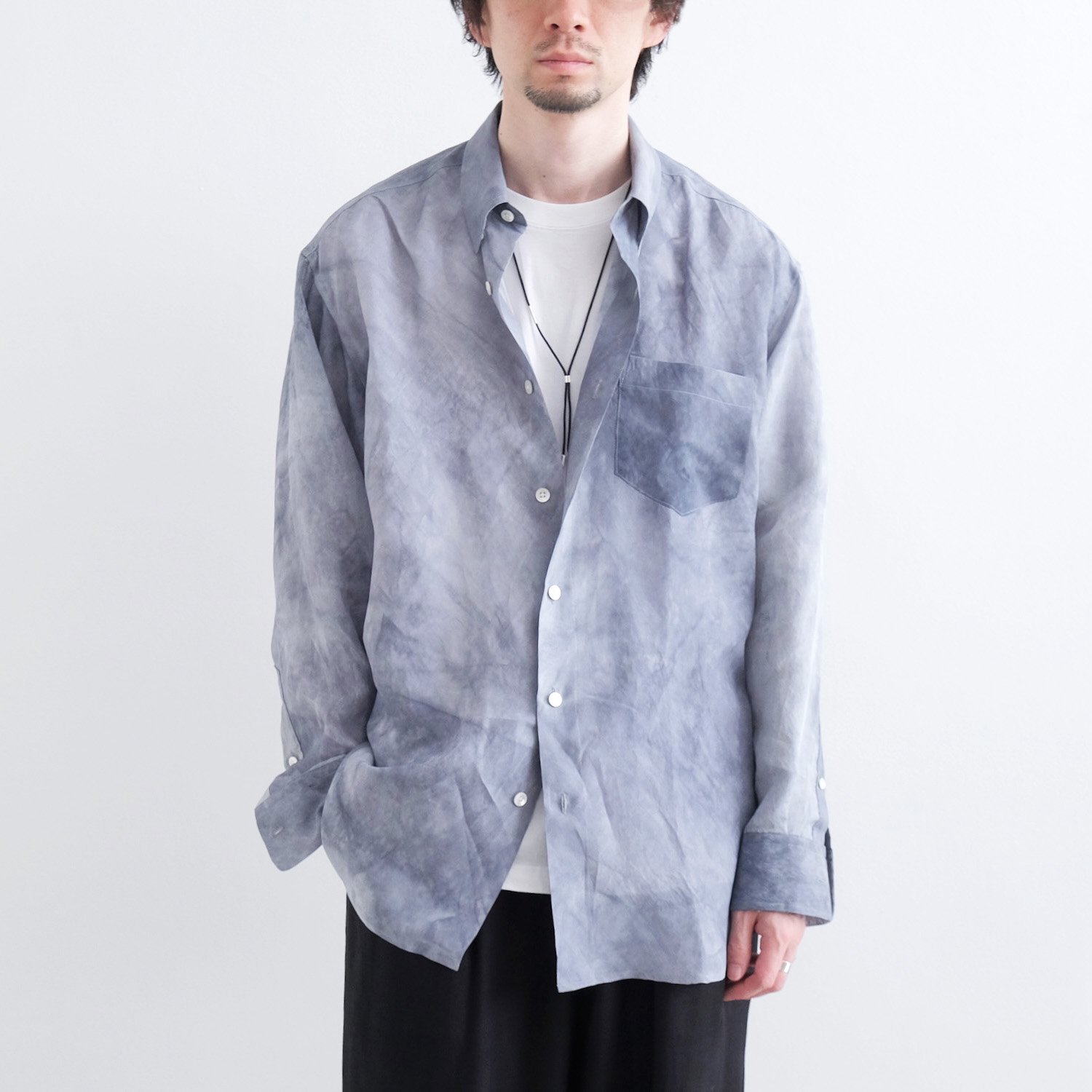 HIDDEN BD LONG SLEEVE SHIRTS [GRAY / UNEVEN DYE] - WUNDER 大阪