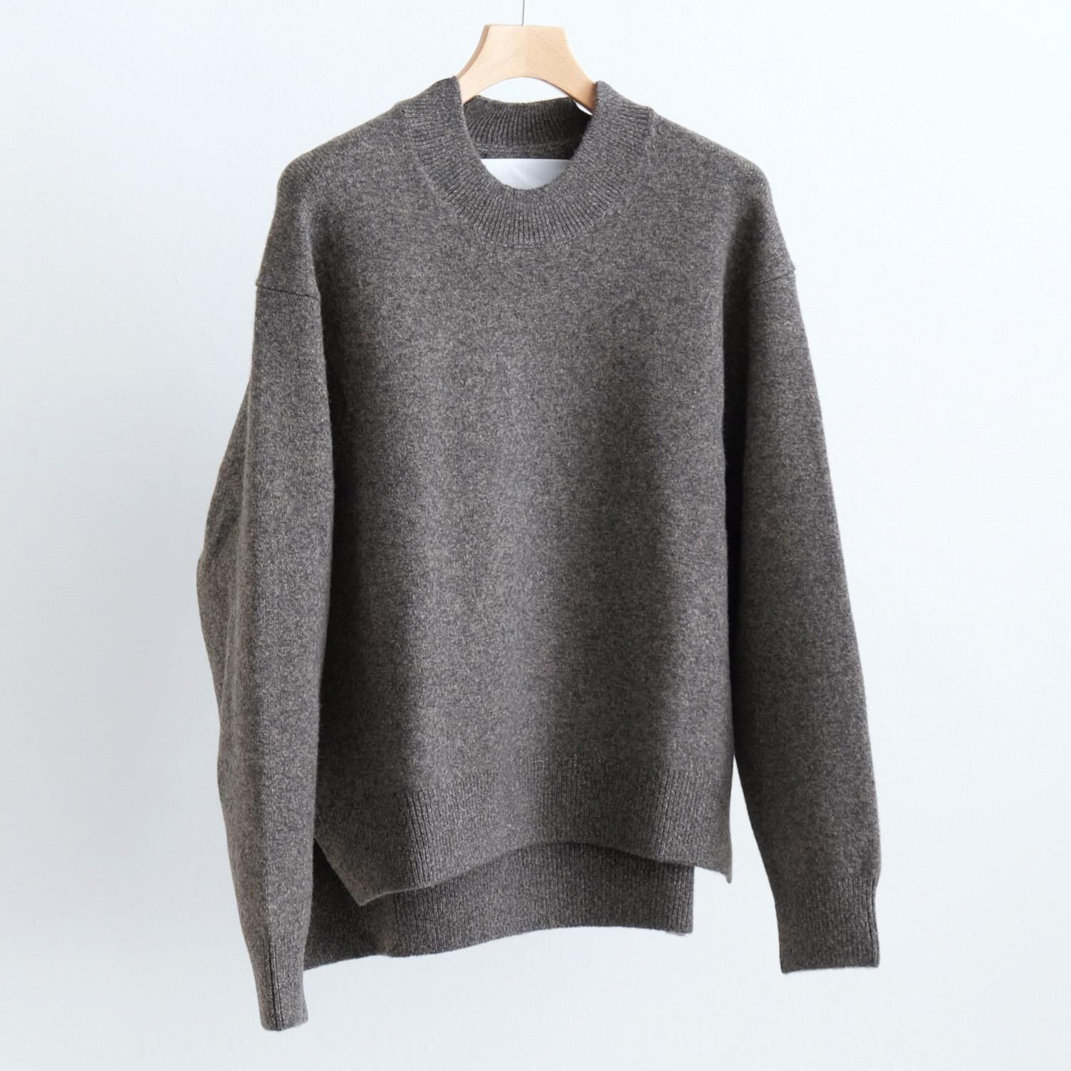 HEAVY OZ YAK KNIT SLIT CREW NECK PULLOVER [GRAY TOPYAK NATURAL]