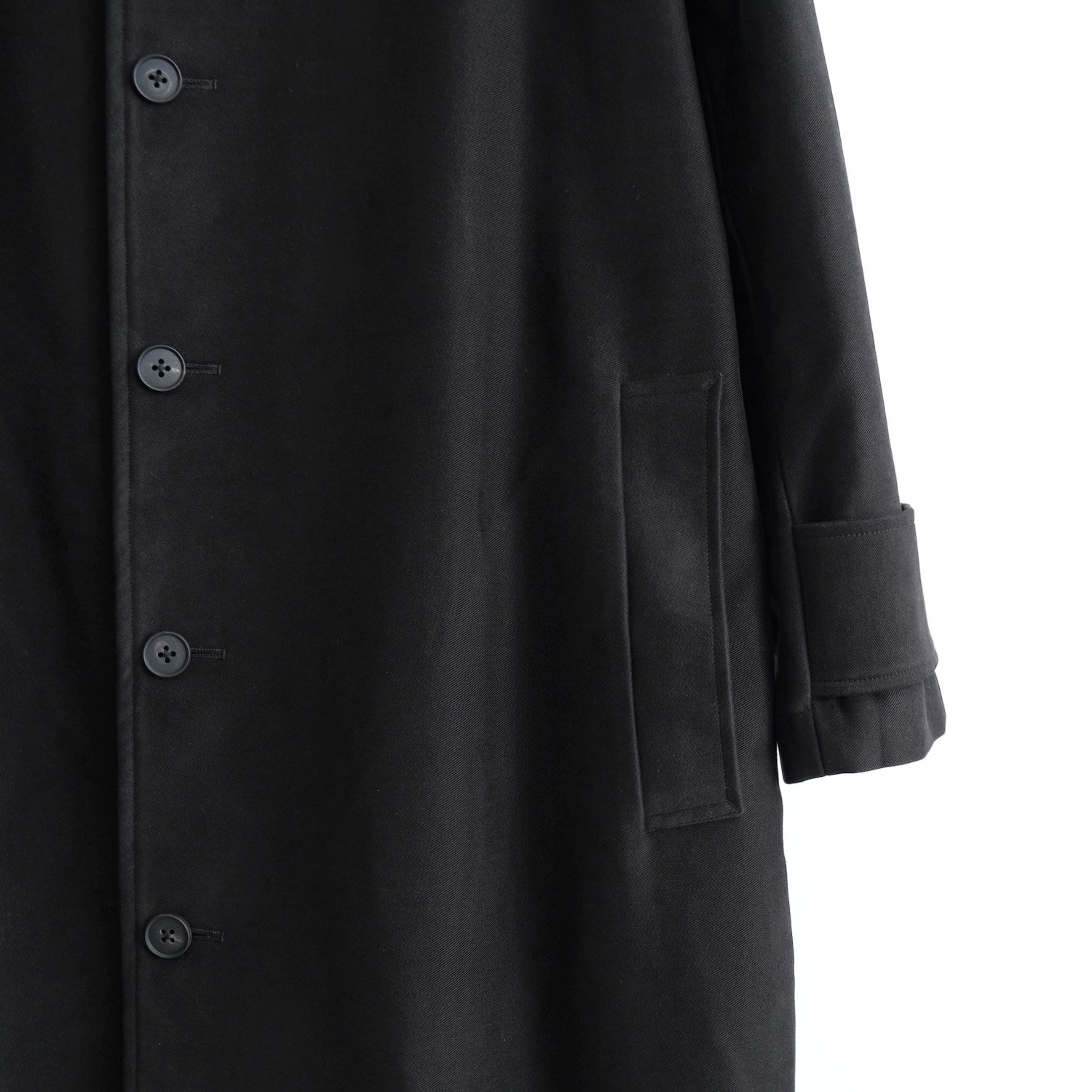 HIGH COUNT MOLESKIN SPLIT RAGLAN OVER COAT [DEEP BLACK] - WUNDER 大阪  セレクトショップ 大阪梅田中崎町 オンラインストア 正規取扱い 通販可能