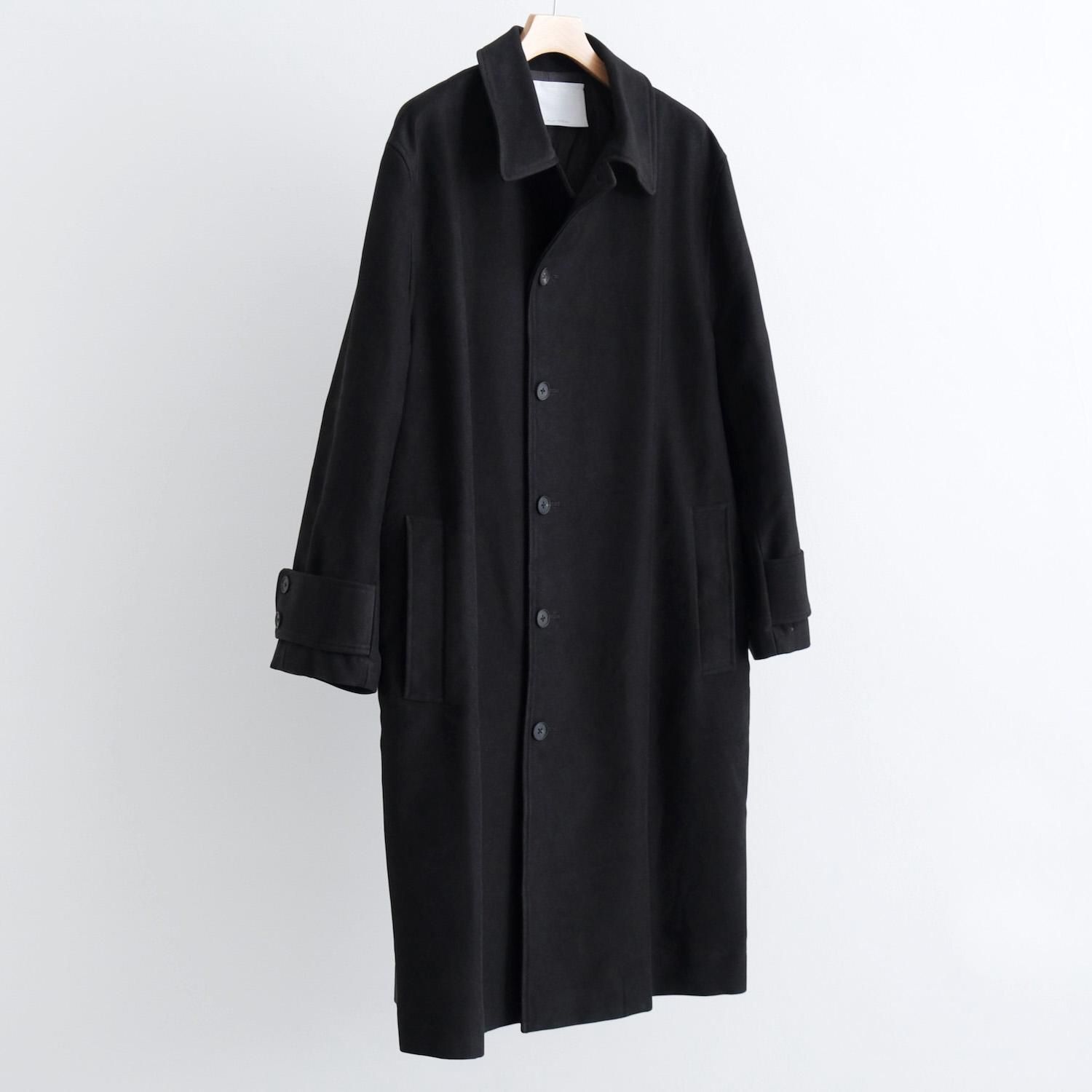 HIGH COUNT MOLESKIN SPLIT RAGLAN OVER COAT [DEEP BLACK]