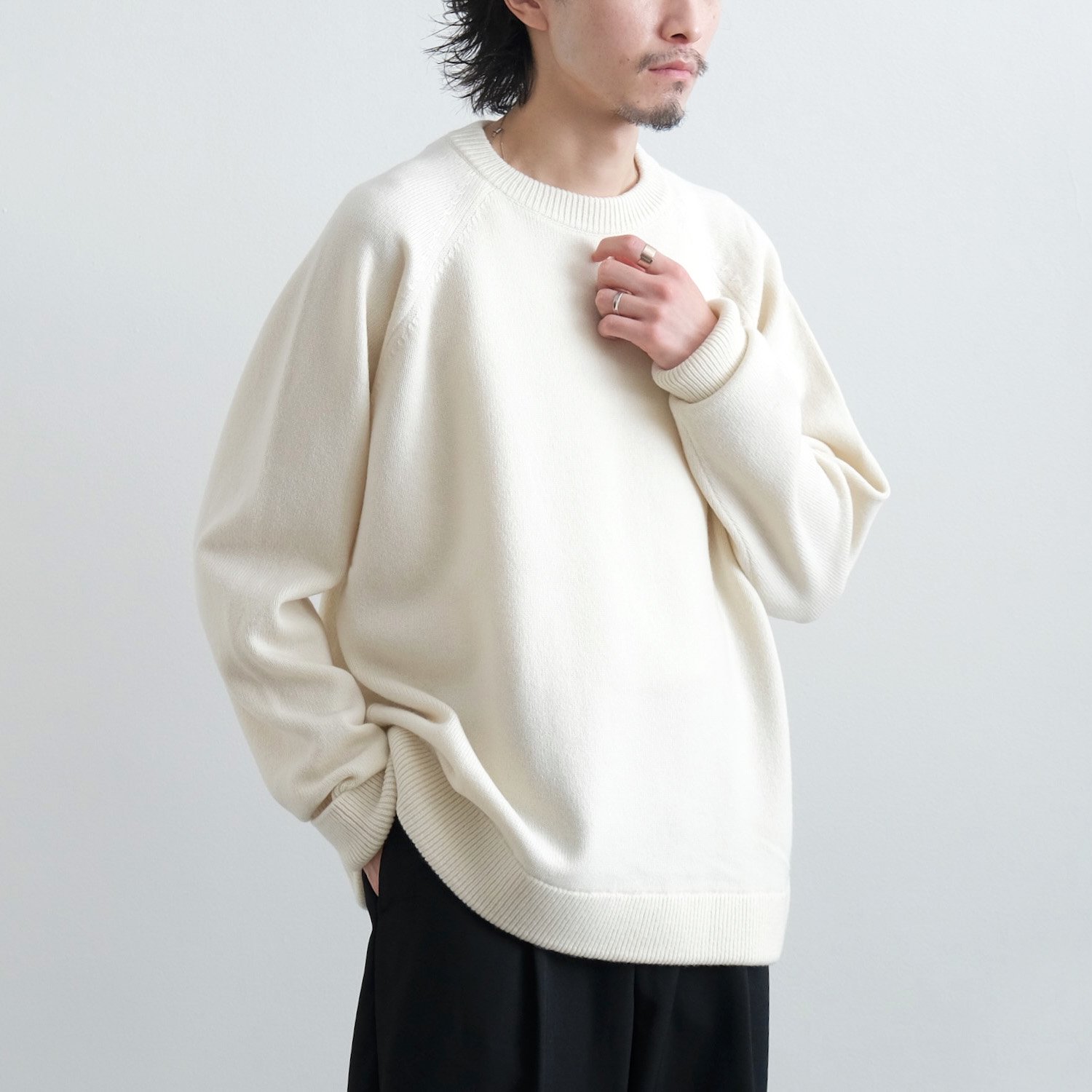 RAGLAN CREW NECK PULLOVER KNIT [ECRU] - WUNDER 大阪 セレクト