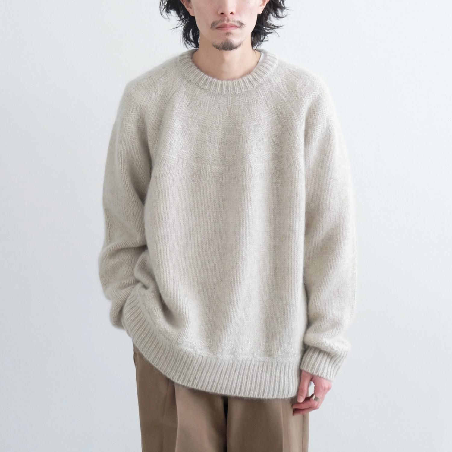 YAK CENTRIPETAL KNITTING CREWNECK PULLOVER [OFF WHITE]