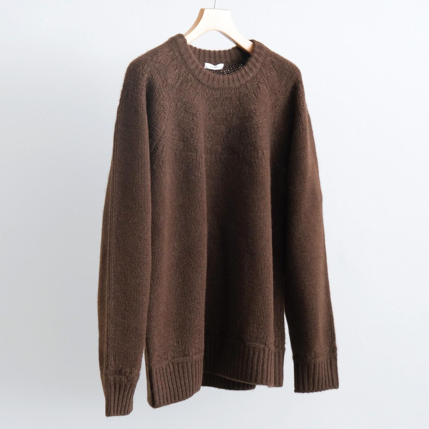 YAK CENTRIPETAL KNITTING CREWNECK PULLOVER [DARK BROWN