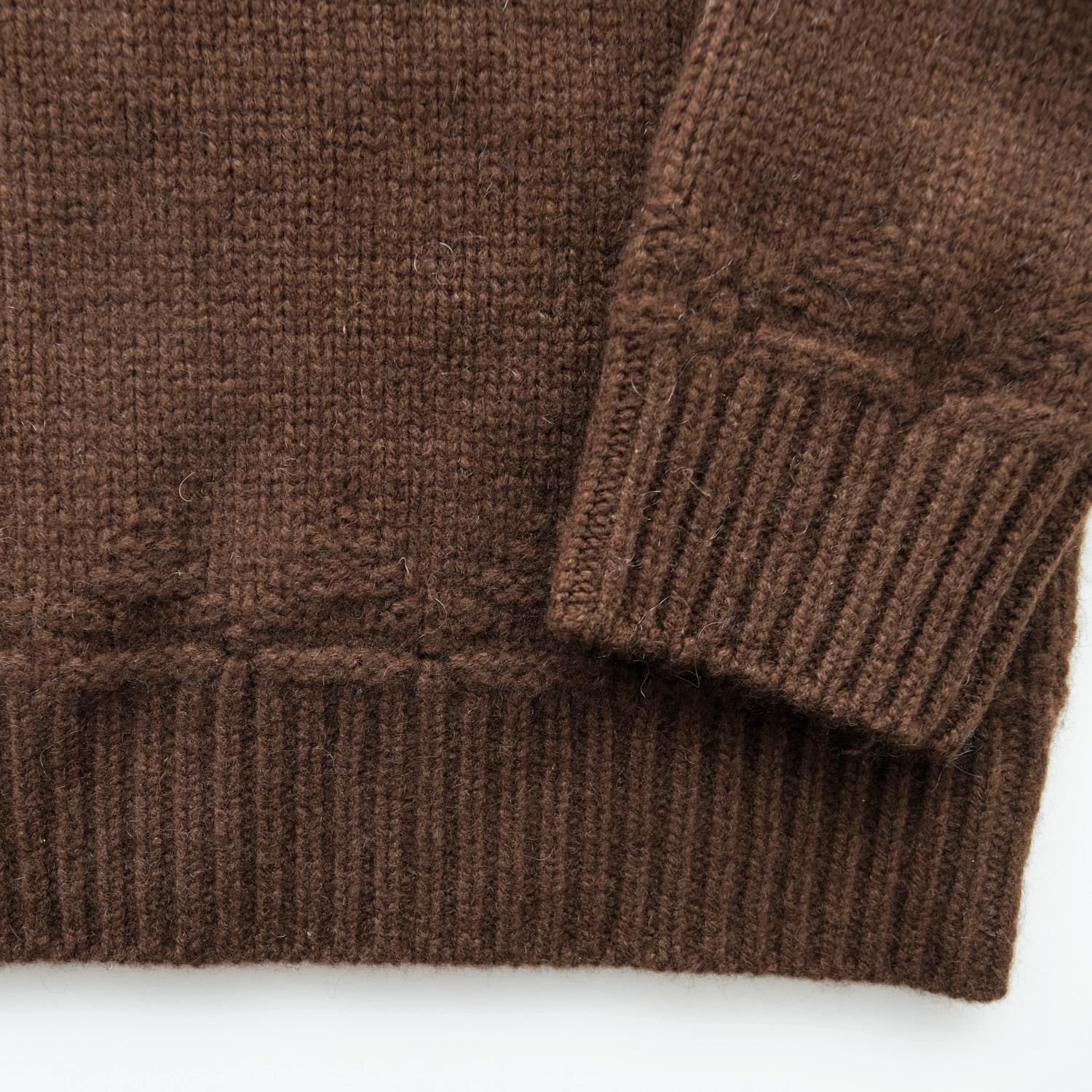 YAK CENTRIPETAL KNITTING CREWNECK PULLOVER [DARK BROWN