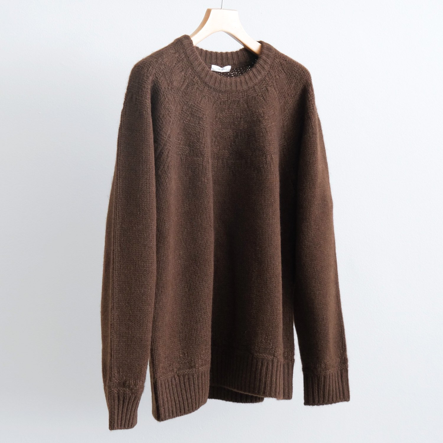 YAK CENTRIPETAL KNITTING CREWNECK PULLOVER [DARK BROWN]