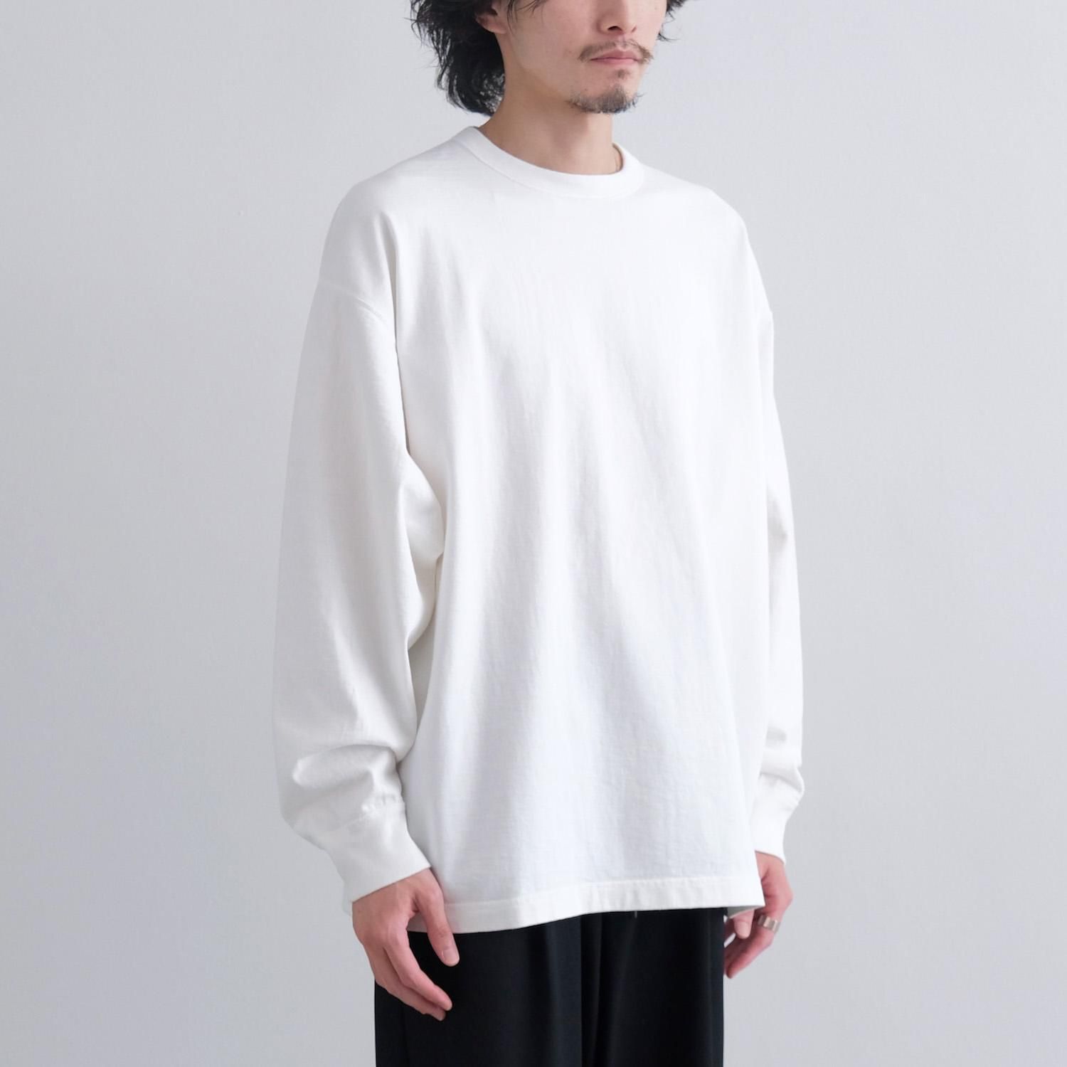 OPEN END LOOPWHEEL JERSEY TAPERED OVERSIZED LONG SLEEVE [WHITE