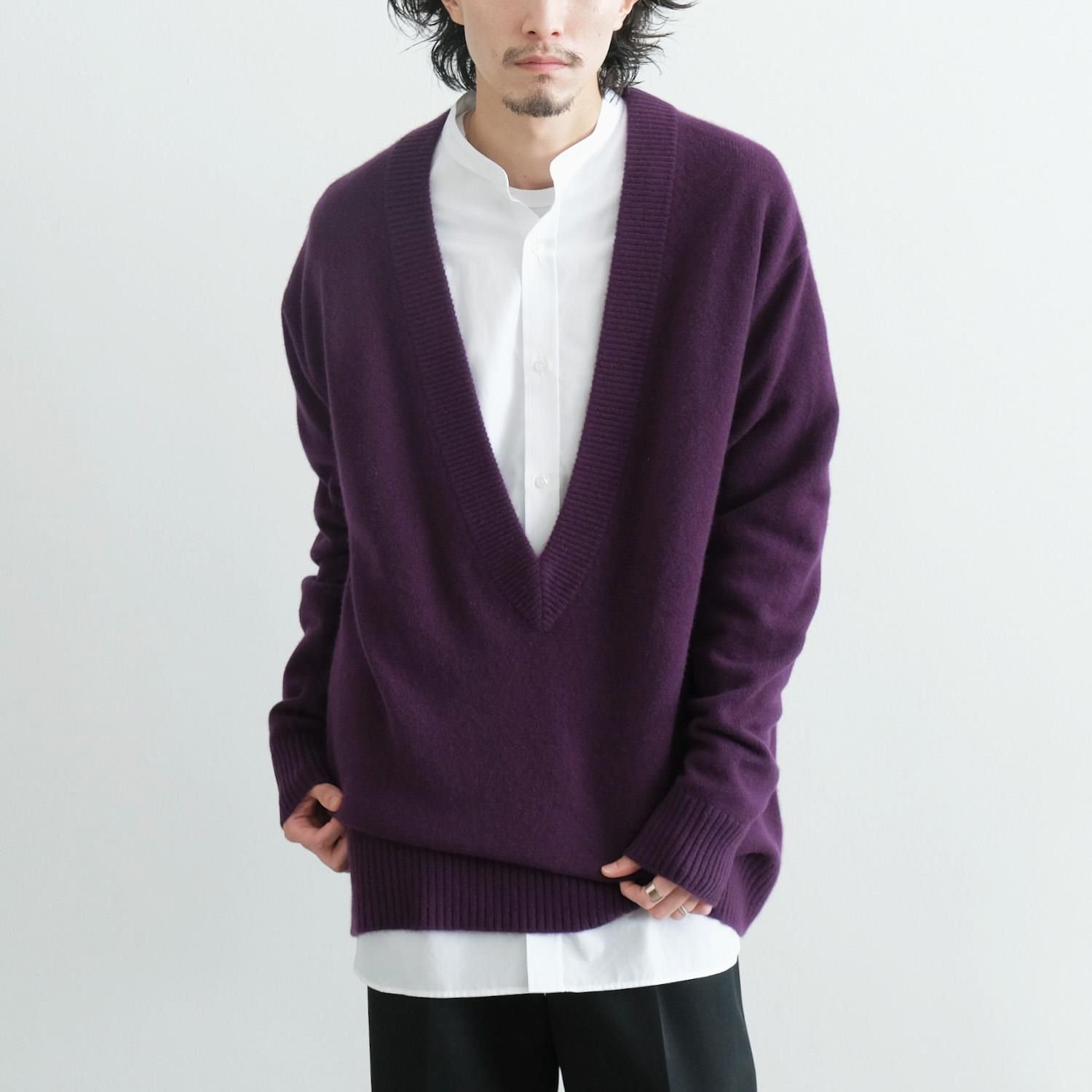 CASHMERE DEEP V-NECK [PURPLE]