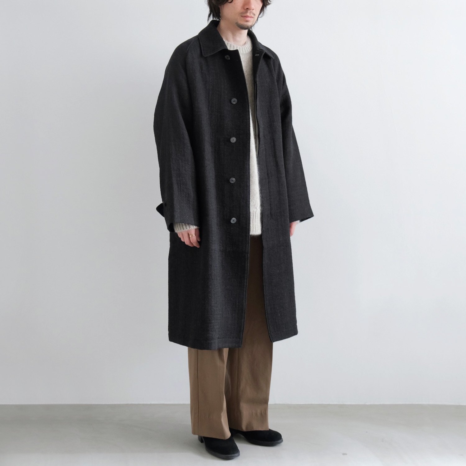 blurhms Wool GABARDINE Balmacaan Coat - ステンカラーコート